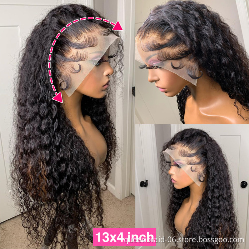 Brazilian 13x4 Loose Deep Wave Frontal Wig Full Lace Front Human Hair Wigs For Women Water Wave Brazilian Curly Human Hair Wig